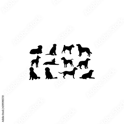 Vector illustration collection sets of silhouette of police dog with various pose .