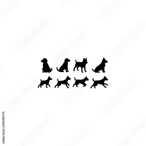Collection of vector icon set of dog silhouette.