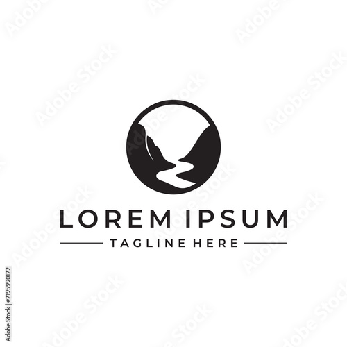 simple and modern waterfall  logo design template elements