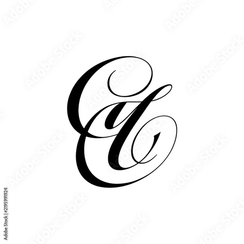 Elegant calligraphy letter ec monogram design with flowing lines and classic artistic style isolated on transparent background