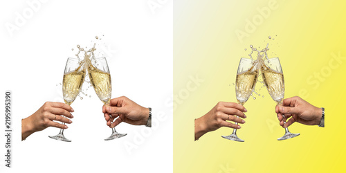 Cuadro en lienzo Champagne glasses clinking toast celebration drinks party beverage alcohol