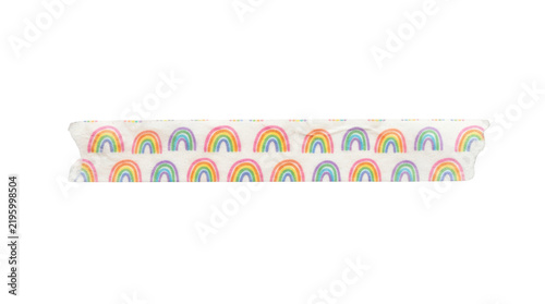 Rainbow pattern washi tape strip isolated on transparent background