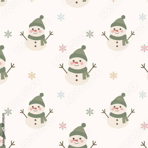 Cute Christmas snowman seamless pattern vector background