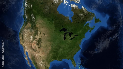 Cinematic 3D Earth Globe Orbital Zoom into Wisconsin, United States Borders