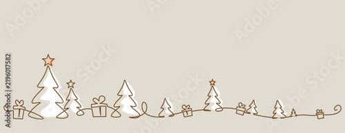 Christmas trees and gift boxes. Vector winter holiday illustration