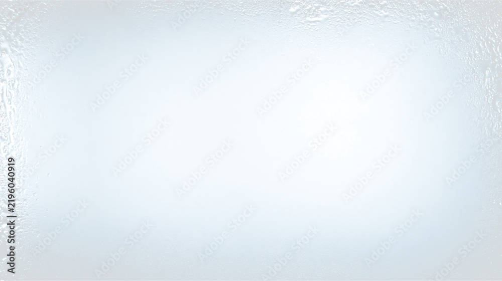 Obraz premium Frosted glass window frame overlay on transparent background. Realistic winter frost border with icy crystal texture. Copy space for text
