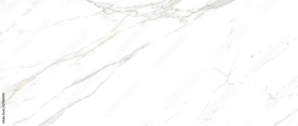 Fototapeta premium Elegant Calacatta marble texture background with fine gray gold veins streaking across white polished stone for interior design