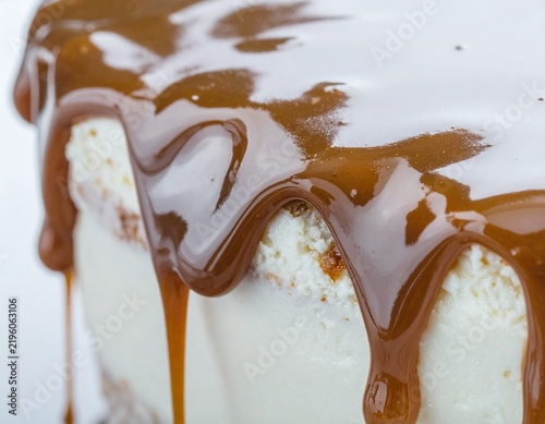 Delicious Caramel Drizzle on Creamy Cake