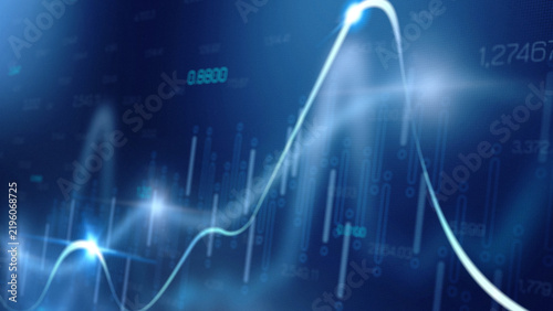 Foto Stock exchange trading graph shows price changes over time with moving lines and