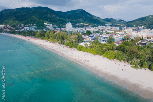 Fotografie Aerial view of the natural seaside scenery of Patong Beach in Phuket, Thailand