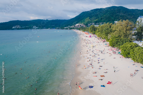 Fotografie Aerial view of the natural seaside scenery of Patong Beach in Phuket, Thailand