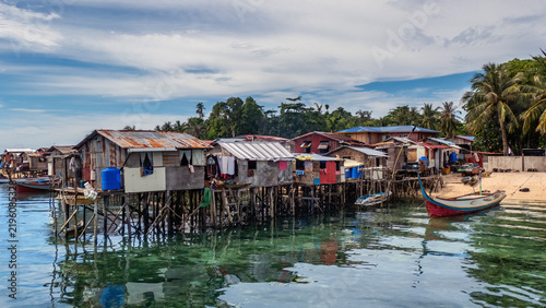 Homes and Boats on Mabul Island, Sabah, Malaysia in Borneo