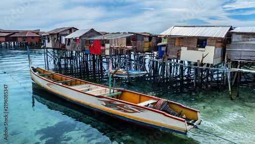Homes and Boats on Mabul Island, Sabah, Malaysia in Borneo