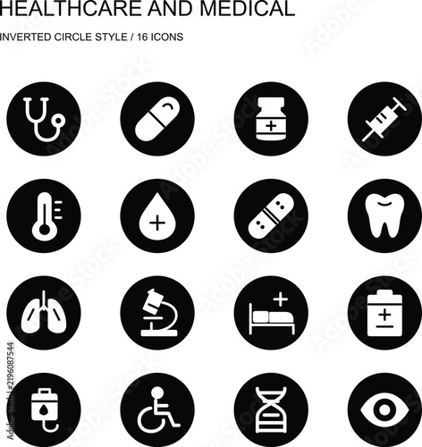 Healthcare and Medical Inverted Circle Icon Set