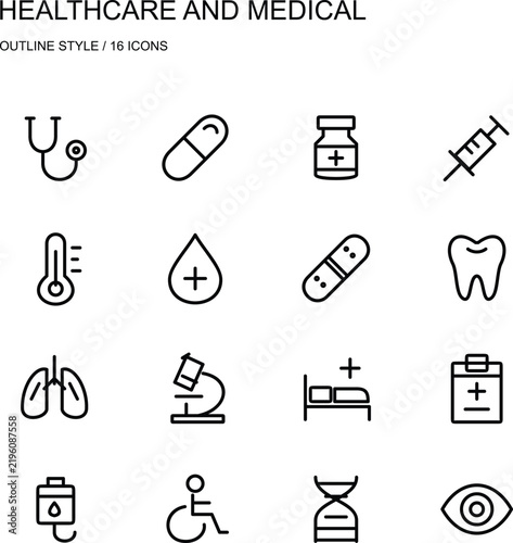 Healthcare and Medical Outline Icon Set