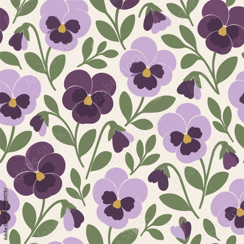 Orange Nasturtium Folk Floral Pattern on Ivory