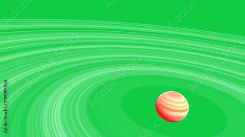 Camera push moving striped orb closer, filling frame to highlight banding on transparent background