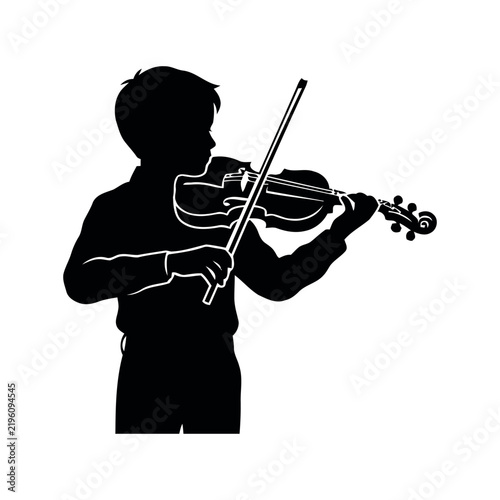 Boy playing Violin vector silhouette 