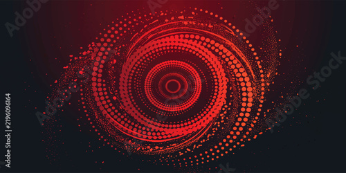 Canvas Print Abstract Red Spiral Background with Swirling Circles, Fiery Light, Concentric Fr