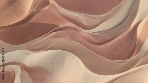 Close-up of soft flowing fabric with smooth wave patterns in light pastel tones