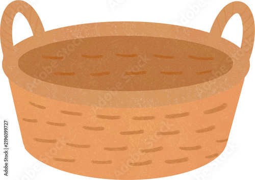 Empty woven wooden basket vector illustration