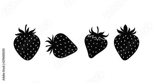 Strawberry silhouettes on a white background simple black and white design