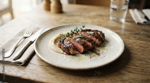 food,minimalist steak dinner on a plate