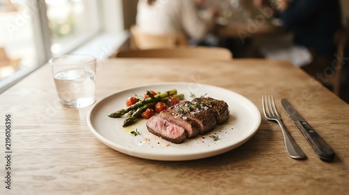 minimalist food photography steak dinner