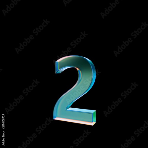 Looped 3D animation on a transparent background. The jumping digit is made of glass.