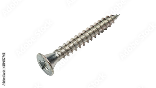 Принти на полотні Metallic countersunk flat head screw bolt isolated on dark background