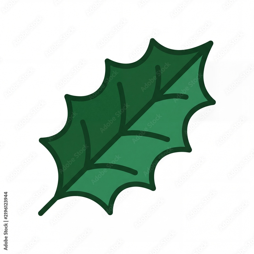 Fototapeta premium Green holly leaf illustration for festive holiday designs