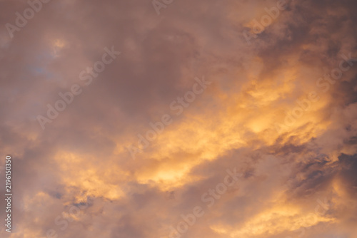 Rain clouds at sunset.