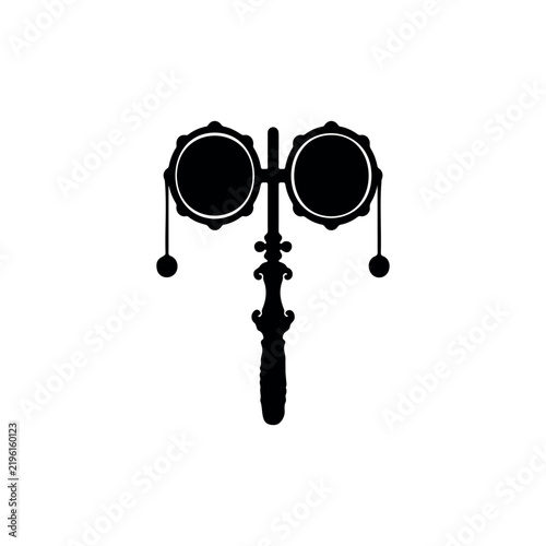 Rattle drum silhouette vector flat design on white background.
