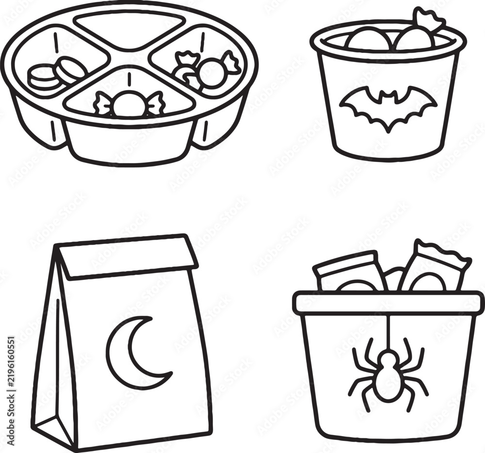 Obraz premium Halloween Treat Portion Supplies Simple Coloring Page