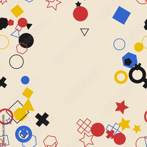 pattern geometric square Abstract Geometric Shapes Background Pattern Seamless Retro Memphis Style Elements Red Blue Yellow Black White
