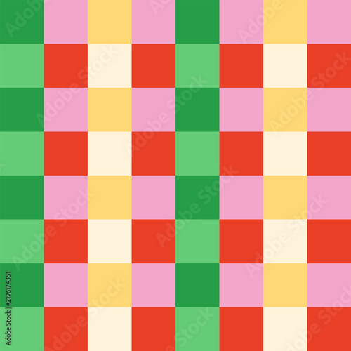 Colorful checkered seamless pattern. Abstract vector geometric background in retro groovy style. Psychedelic mosaic texture