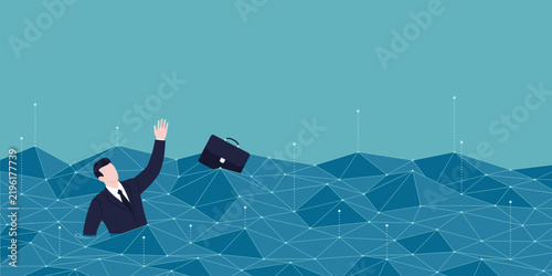 Corporate businessman drowning in big data