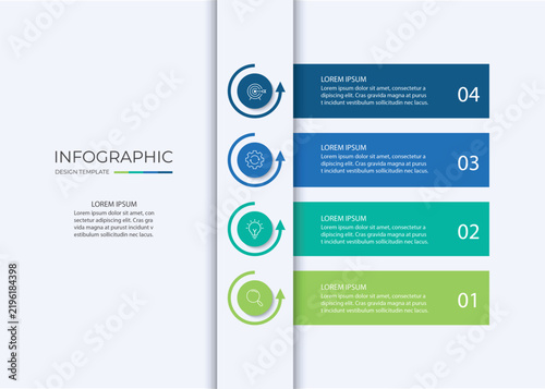 Vector Infographic label design template with icons and 4 options or steps.