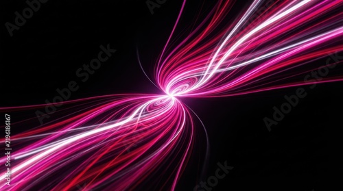Abstract background with glowing pink and white light streaks