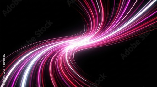 Abstract background with glowing pink and white light trails