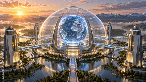 Global Control Dome Protects a Radiant Neural Globe and Research Network