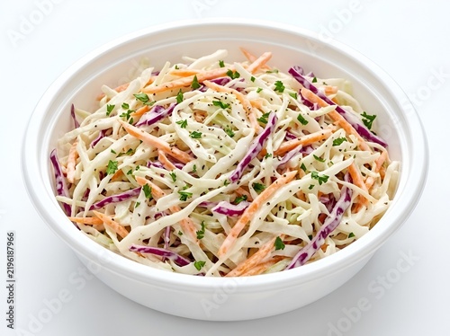 Fresh coleslaw mix in a bowl