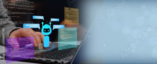 Obraz na płótnie AI coding tool. Assisting software development and automating tasks. 