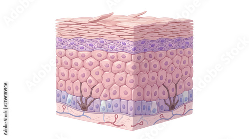 Human skin anatomy layers cross section illustration