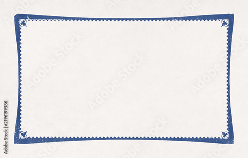 19th century style rectangle with inner serrated border and corner ornaments