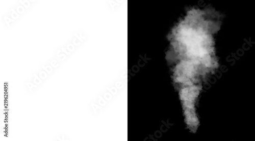 Quadro su tela Atmospheric white smoke plume on black background, realistic steam vapor effect,
