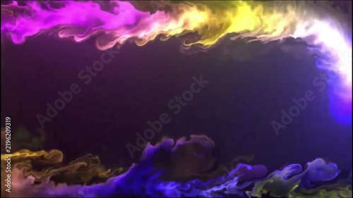 Abstract colorful fluid smoke or vapor motion background design with vibrant glowing effects