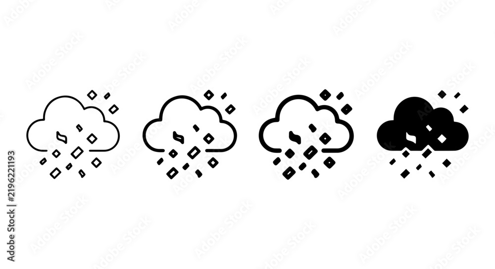 Obraz premium Hail Cloud Icons, Weather Forecast Symbols, Stormy Sky Graphics, Precipitation Icons