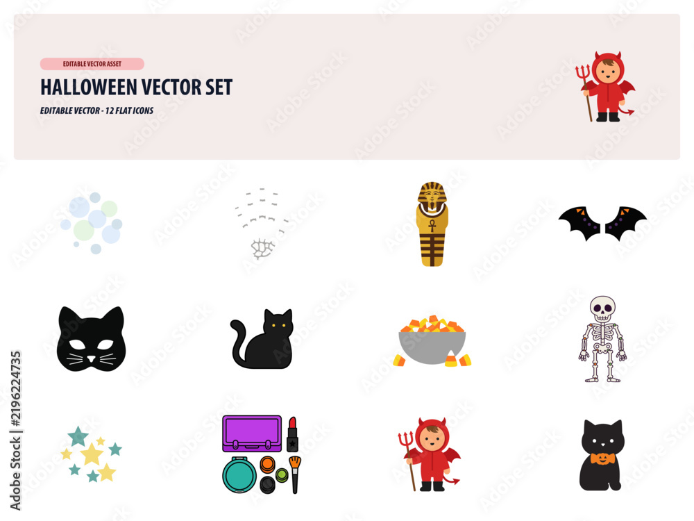 Fototapeta premium Halloween Vector Set Icons Collection.