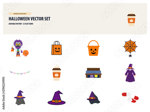 Halloween Vector Icon Set Collection.